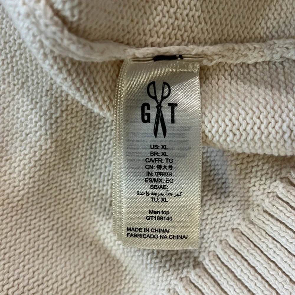 Goodthreads‎ Cotton Fold Over Collar Sweater Cream, Sz XL